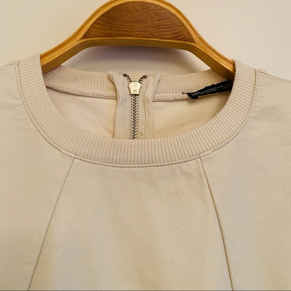 Zara Off White Leather Look Top Size Medium - Picture 3 of 11